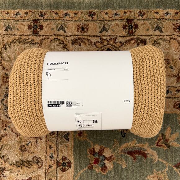 IKEA HUMLEMOTT Yellow Beige Throw Blanket 51" x 67" - Picture 3 of 4